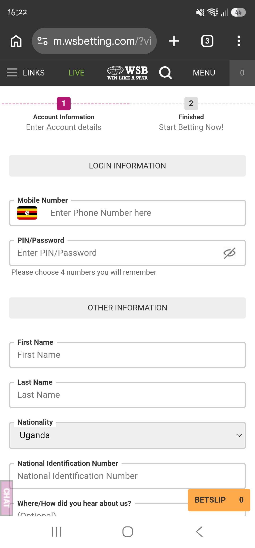 World Star Betting Registration
