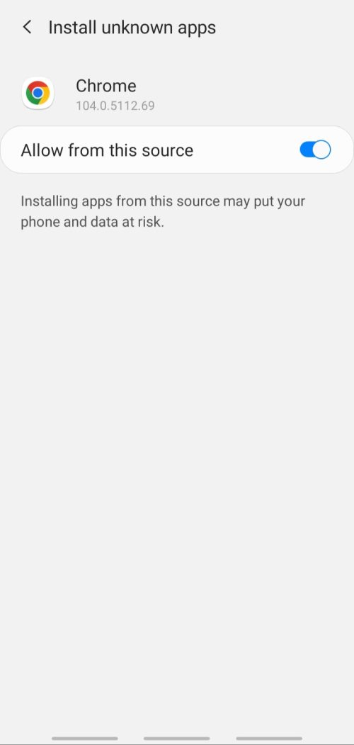 Enable your phone to install from unknown sources