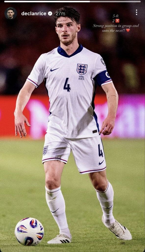 Declan Rice sends message following 5-0 win over Serbia