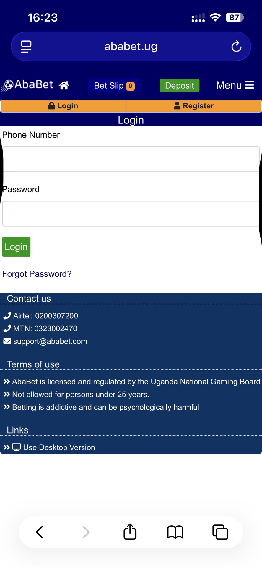 Ababet App log ios