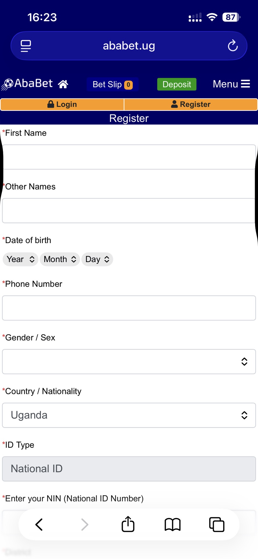 Ababet App reg ios