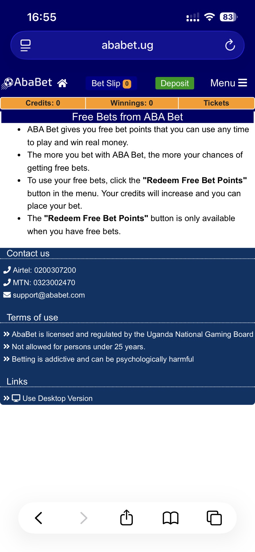 Free Bet Terms & Conditions