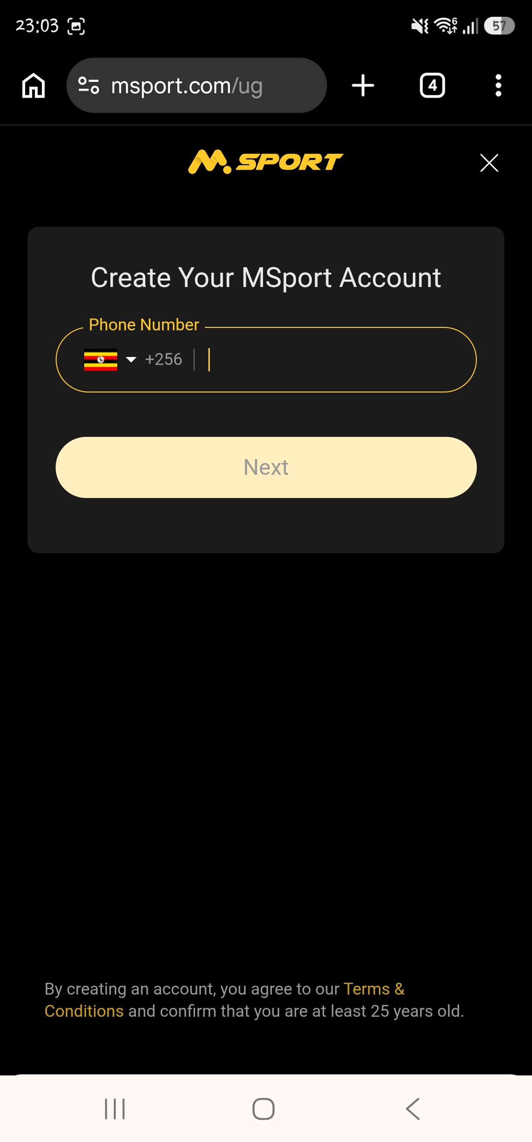 How to Register a Msport Uganda Account