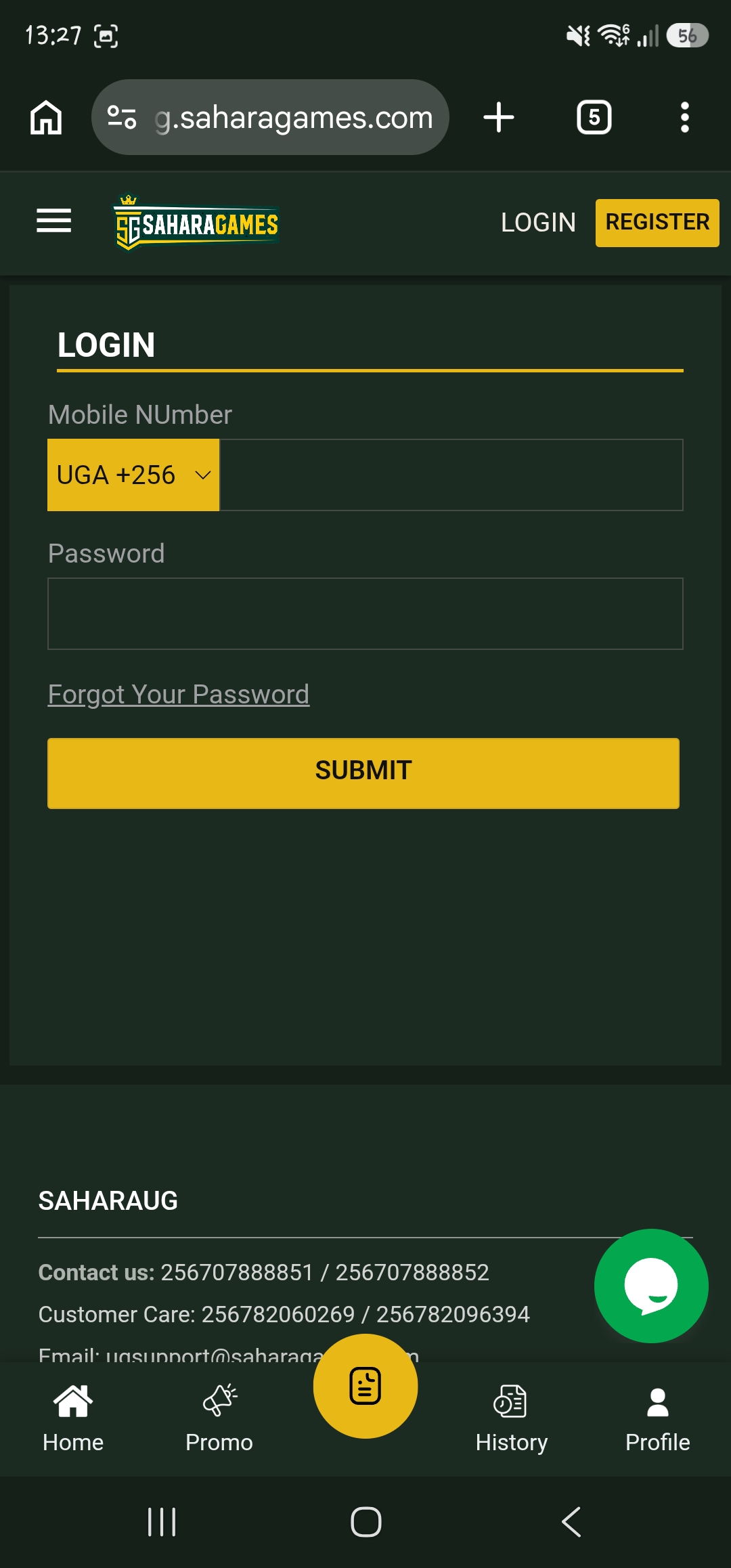 How to Login to Sahara Games UG Account